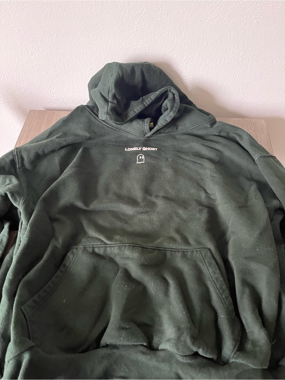 LONELY GHOST Men's Dark Green Pullover Hoodie